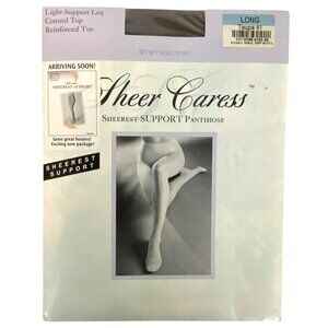 Worthington Sheer Caress Support Pantyhose Long Taupe Control Top Reinforced Toe